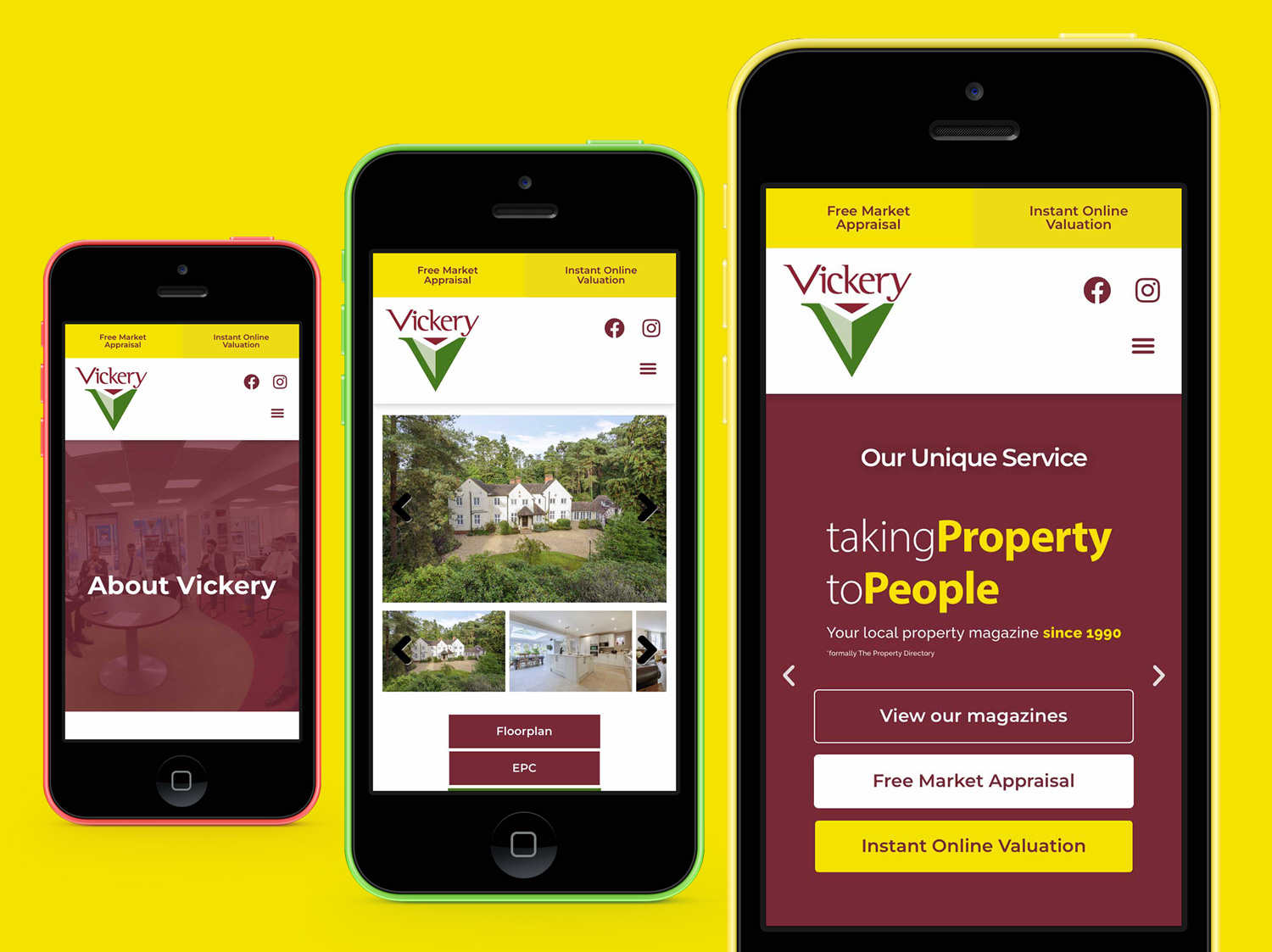 Vickery Estate Agents Website Design Mobile Page Examples | My Name is Dan