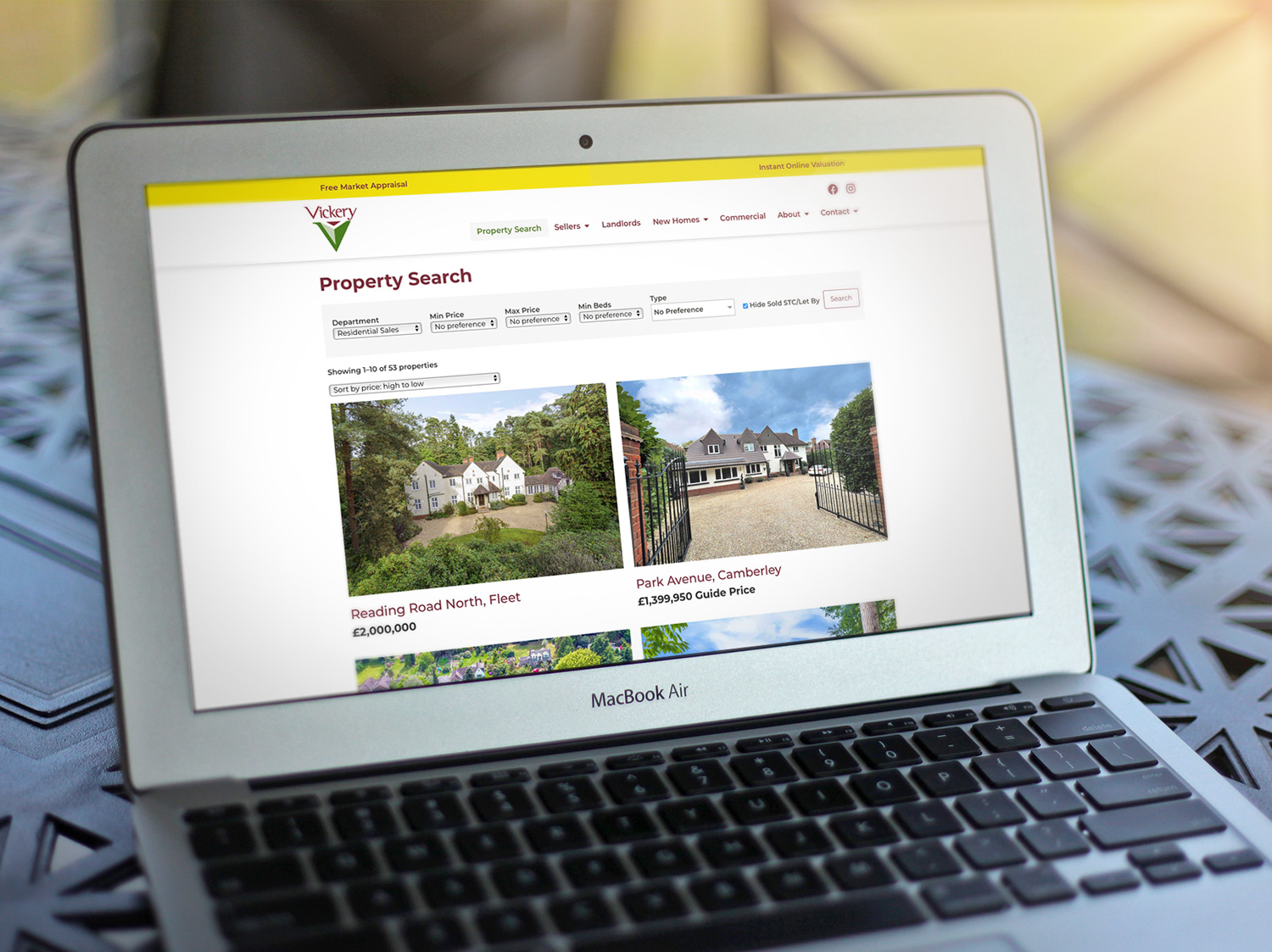 Vickery Estate Agents Website Design Property Search | My Name is Dan